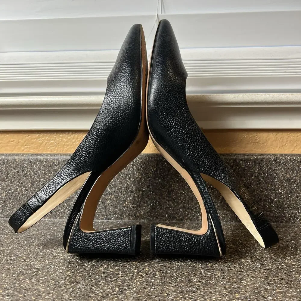 Vince Camuto Women's Size 10 M Black Leather Pump Slip On Sling Back Pointed Toe